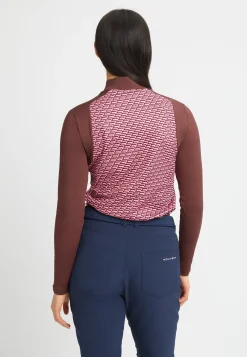 Ellie Brushed LS Top, Carmine Rose Retro Mono